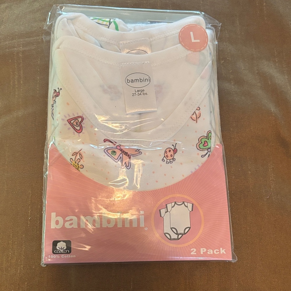White and Pink Baby Bodysuits 2-Pack